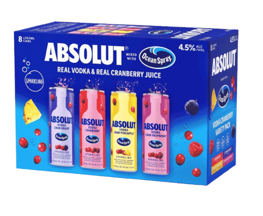 Absolut Ocean Spray Vodka Refreshers Variety 355ml 8-Pack Can