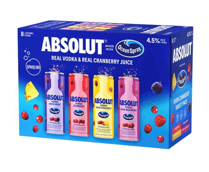 Absolut Ocean Spray Cranberry Assorted 355ml 8-Pack Can